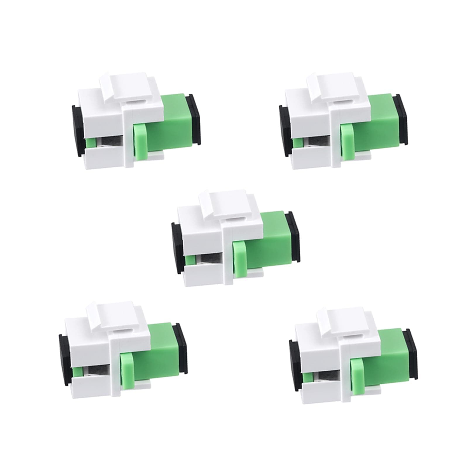5pcs Fiber Optic Coupler SC Keystone Jack Coupler SC Simplex Singlemode APC Adapter for Fiber Wall Plate (White)