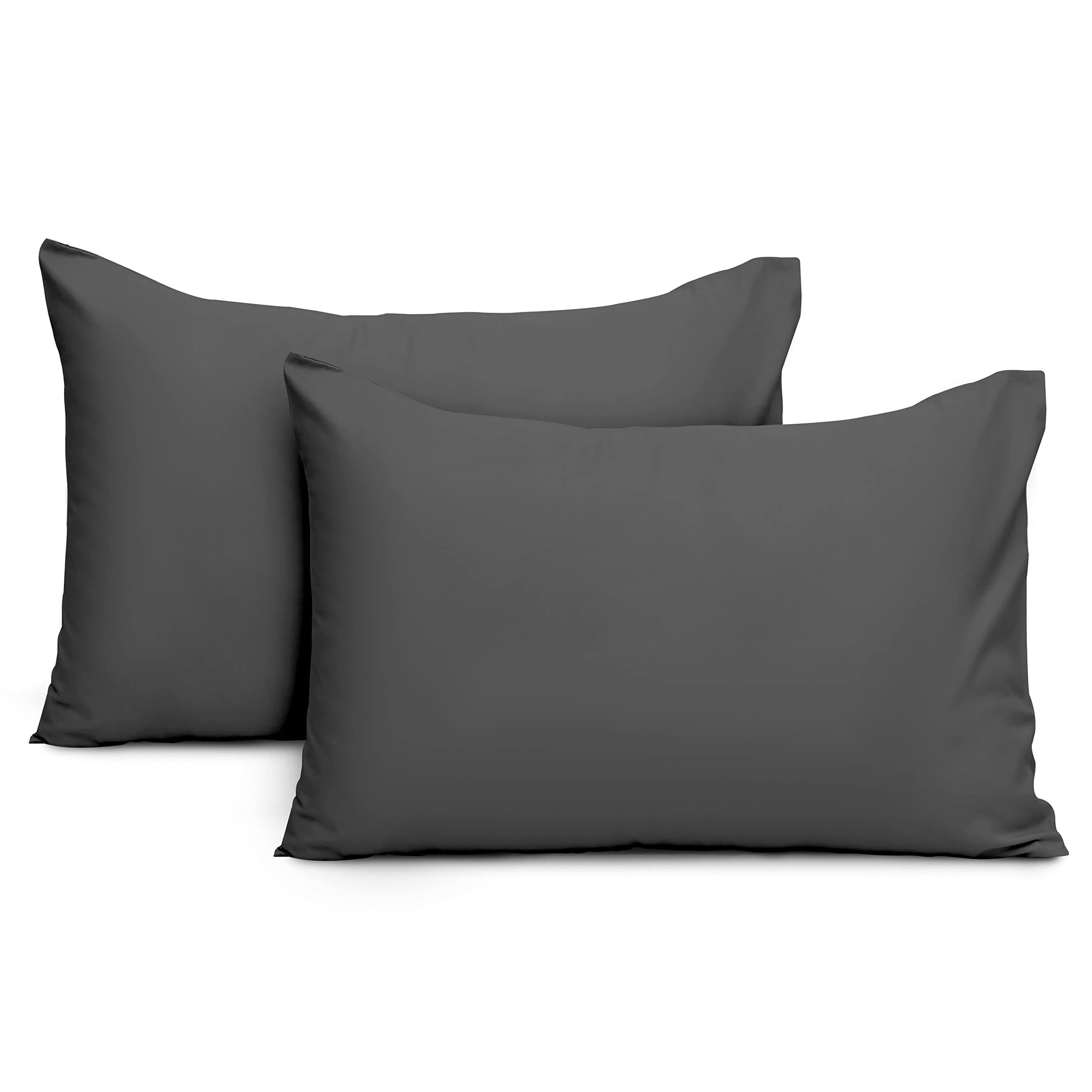IR Imperial Rooms Pillow Cases 2 Pack Brushed Microfibre Pillow Covers (Charcoal, Pillow Cases 2 Pack)