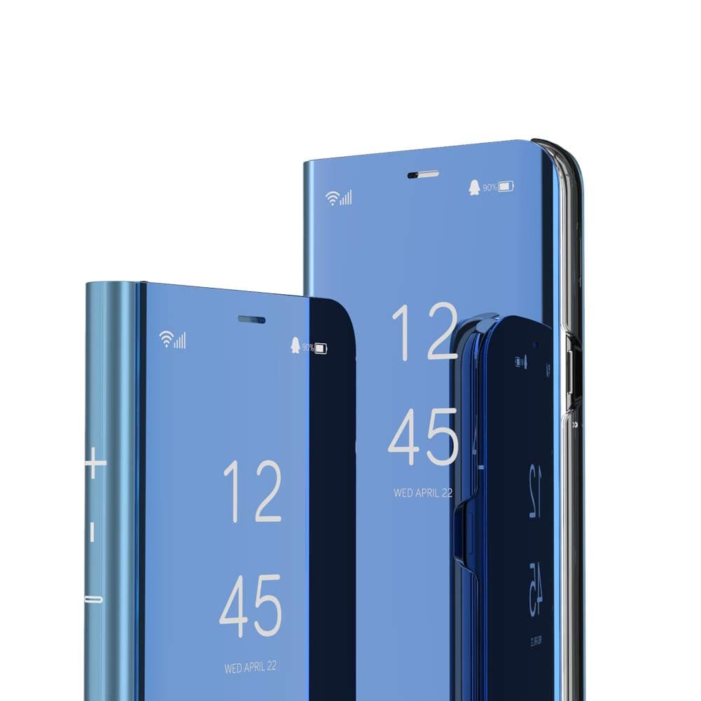 IMEIKONST Samsung Note 9 case Bookstyle Mirror Design Makeup Clear View Window Stand Full Body Protective Bumper Flip Folio Shell Cover for Samsung Galaxy Note 9 Flip Mirror: Blue QH