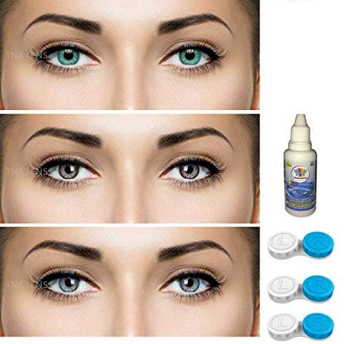 Soft Eye Diamond Eye 3 pair (Grey,Brown & Blue) monthly zero power Monthly Contact Lens Multicolor 0 dioptres 6 + Multi Plus Solution With 3 Lens Storage Box - Diamond Eye by T&R Lens.