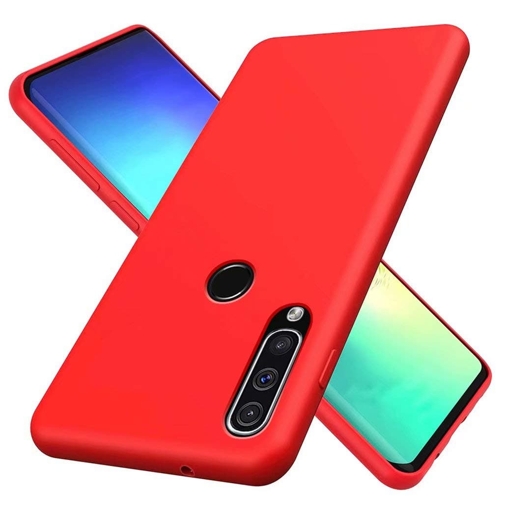 CRABOT Compatible with Huawei P30 Lite/Nova 4e Liquid Silicone Phone Case Gel Rubber Shockproof Cover Soft Anti-Fall Scratch-Resistant Phone shell+1*(Free Screen Protector)-Red