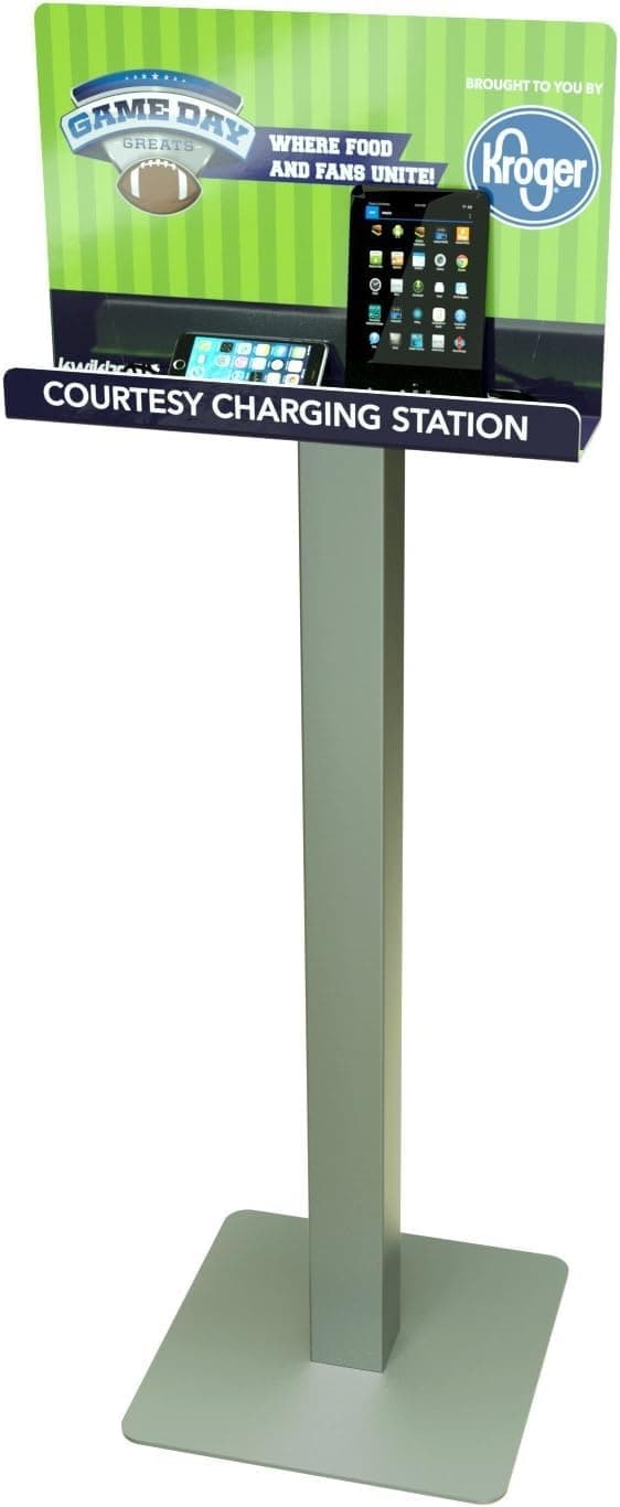 KwikBoost Customizable Deluxe Free Standing Cell Phone Charging Station | Multi-Device Retail Kiosk with 8 Charger Ports | Compatible with Apple iPhones, iPads, Samsung, Android, Tablets and More!