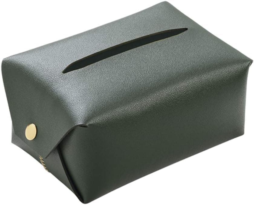 Hidak Pu Leather Tissue Box Holder Rectangular, Tissue Box Cover Dispenser for Car, Home, Bathroom, Bedroom, Office, Night Stands, Desks and Tables (Green)