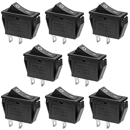 8 Pcs KCD3 SPST Snap-in ON-Off 2 Pin Snap Rocker Boat Switch Black AC 250V 15A 125V 20A for Car Auto Boat Household Appliances