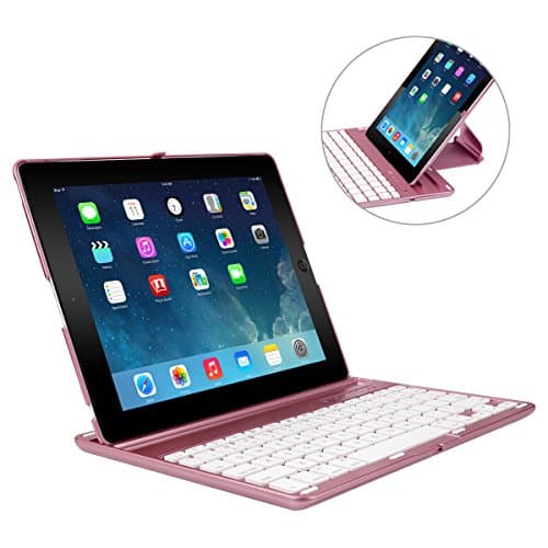 Cstorm iPad air 1 Bluetooth Wireless Keyboard Case Auto Sleep Wake up 360 Rotatable Stand Smart Folio Protective Cover for ipad air Rose Gold