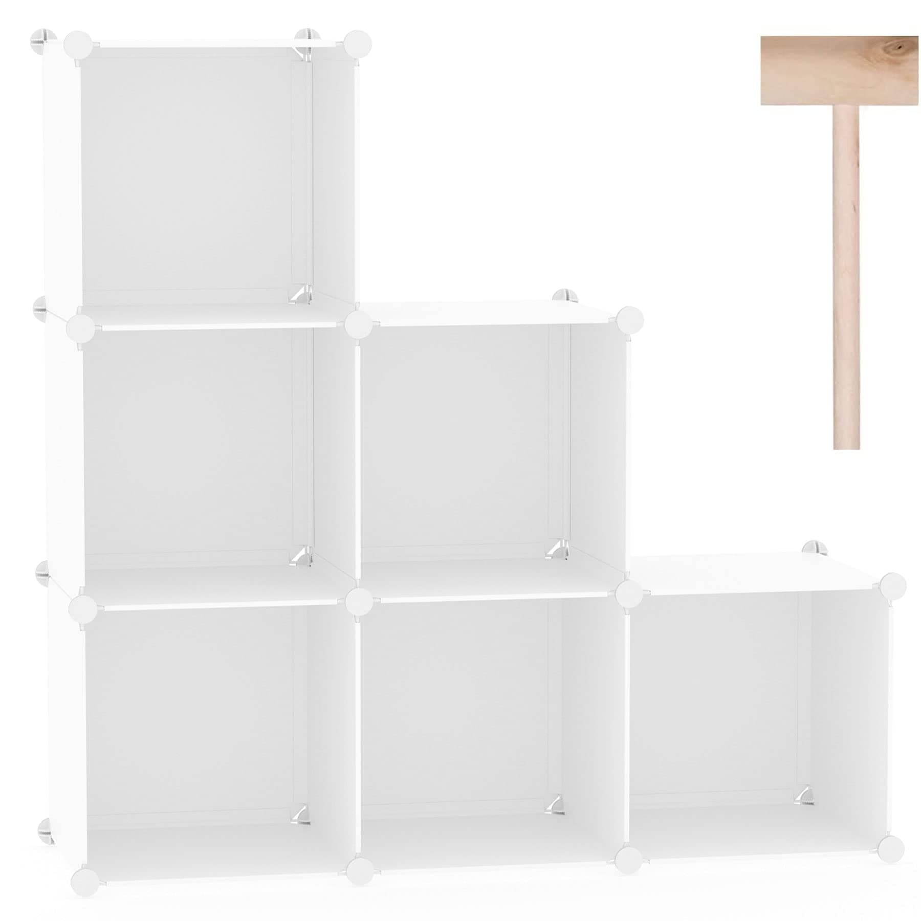 C&AHOME 6-Cube Storage Organizer, Stackable Storage Cubes Shelves, Portable Bookshelf, Plastic Clothing Storage Closet Organizer, DIY Modular Shelving Units for Wardrobe, Home, Milky