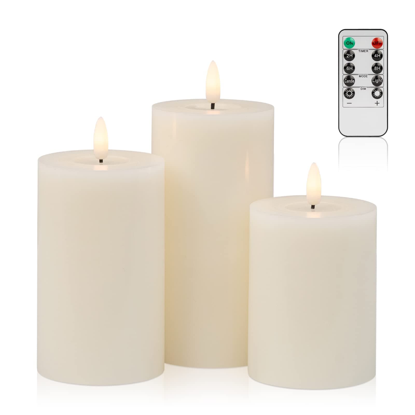 Flickering Flameless Candles with Remote, Ivory