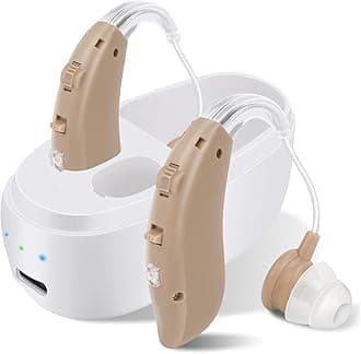Rechargeable Hearing Aids, Wireless Neckband Amplifier for Seniors and Adults Noise Canceling No Whistling 2 Modes with 5 Volumes Control (Silver Grey)
