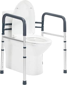 Toilet Safety Rails, Adjustable Toilet Frame for Elderly, Seniors, Handicap & Disabled, Foldable Handicap Toilet Handles Fit Any Toilets (Blue)