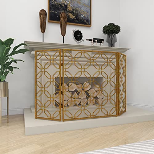 Contemporary Gold Metal Fireplace Screen