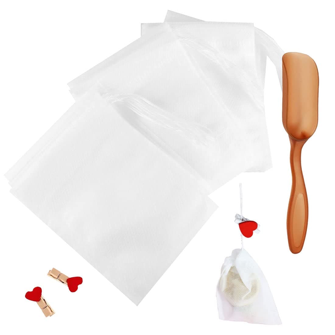 Disposable Tea Bags, Empty Brewing Tea Filter Bags with Drawstring, Spice Bags, and Coffee Straps,Biodegradable Tea Bag that Comes with a Free Teaspoons(3.54"x2.75")