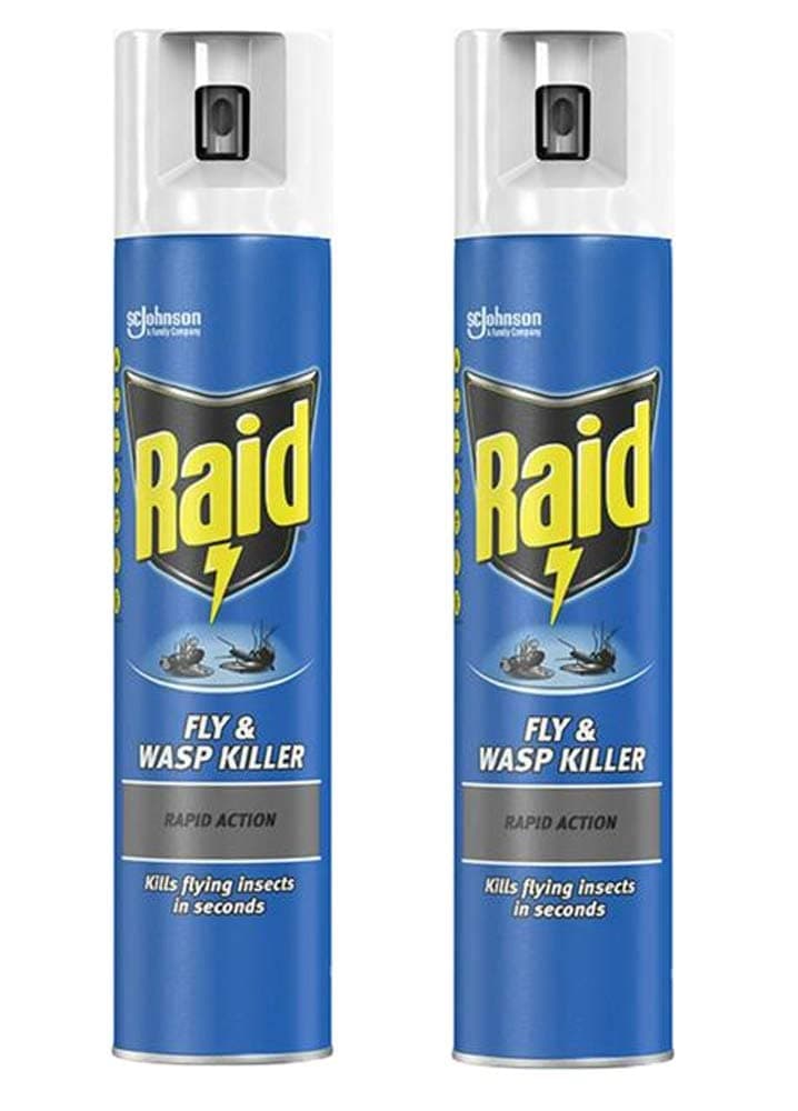2 x Fly Wasp Killer Rapid Action Spray Can 300ml