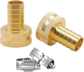 Hooshing Brass Garden Hose Adapter Swivel Fitting 3/4" Barb x 3/4" GHT Female Hose Connector Water Hose End Mender Repair, 2 Pack