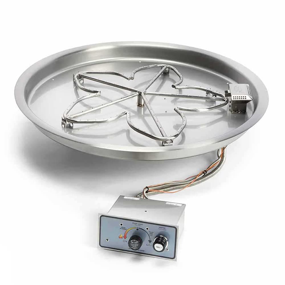 Fire Push Button Flame Sensing Fire Pit Burner Kit (PENTA31FPPK-FLEX-LP), 31-Inch Bowl Pan, Propane Gas, UL Listed