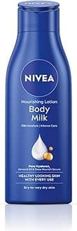 NIVEA Nourishing Body Milk 200ml Body Lotion with Deep Moisture Serum | 48 H Moisturization | With 2X Almond Oil | Smooth and Healthy Looking Skin |For Very Dry Skin