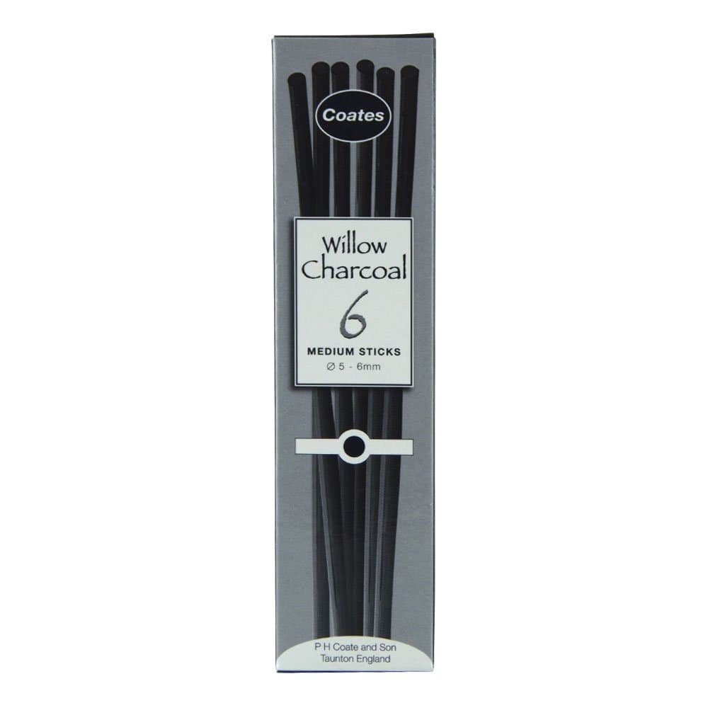 Coate's Willow Charcoal - Box of 6 Medium Sticks