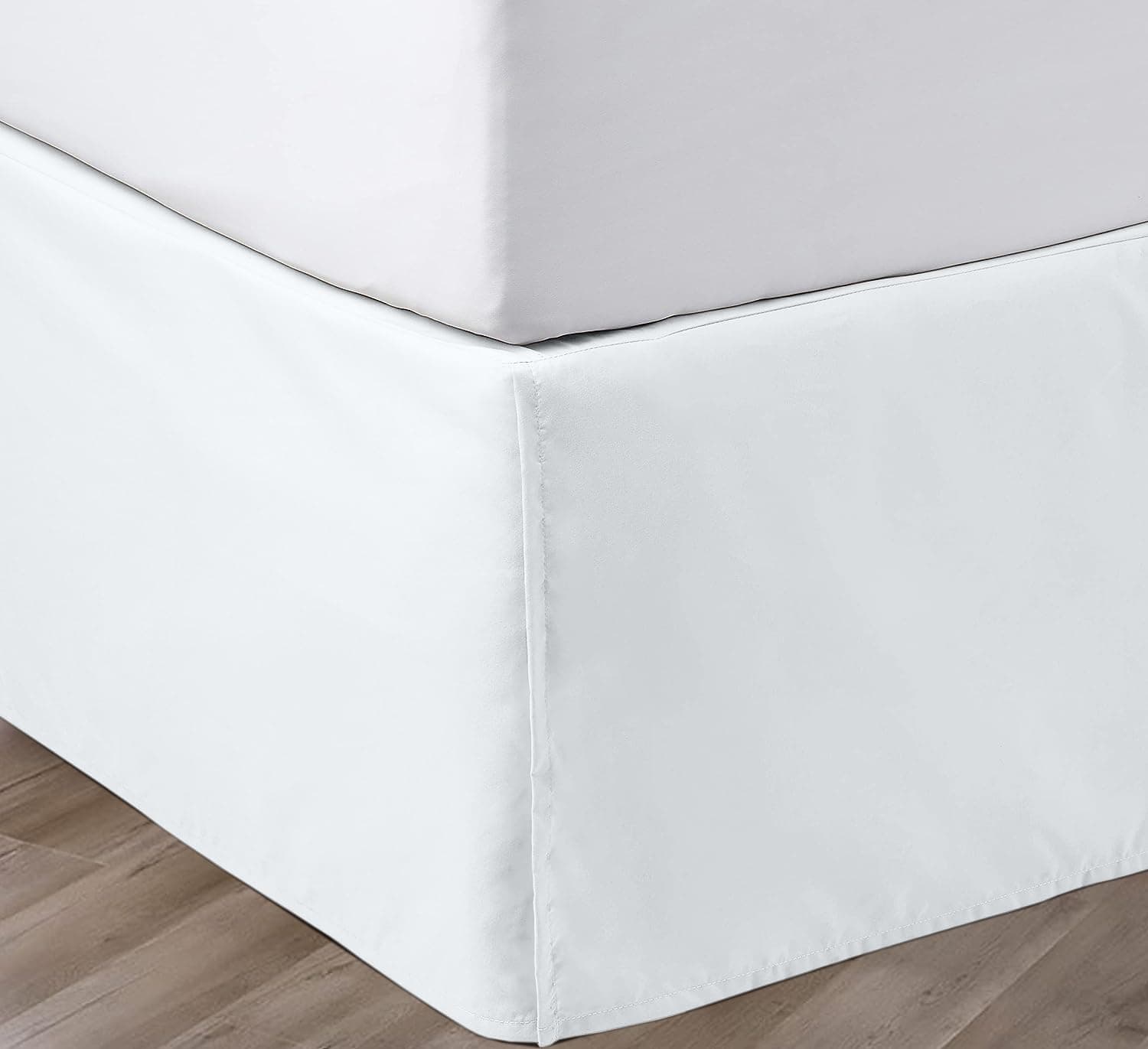 SGI 12 Inch Drop Bed Skirt Full Size with Platform to Stay in Place Elegant Pleated Design with Split Corners Wrinkle Resistant Fabric for Modern and Stylish Look - White