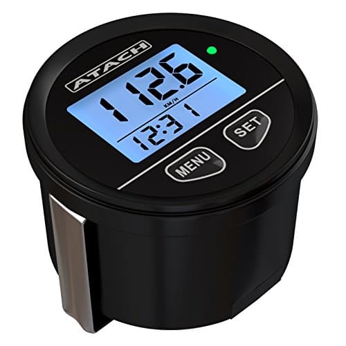 ATACH 60mm Digital GPS Speedometer with backlight display and high speed recall for car, motorcycle, marine and UTV (Black/Black Bezel)