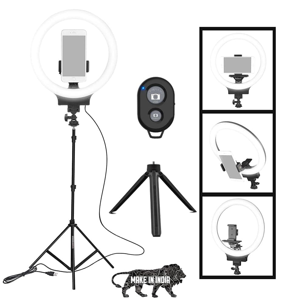 Osaka® 10" Professional LED Ring Light with Stand & Table Tripod for Mobile Phones & Camera, 3 Color Temperature Mode Lighting for Photo Shoot YouTube Video Shooting with Bluetooth for Andoid/iOS