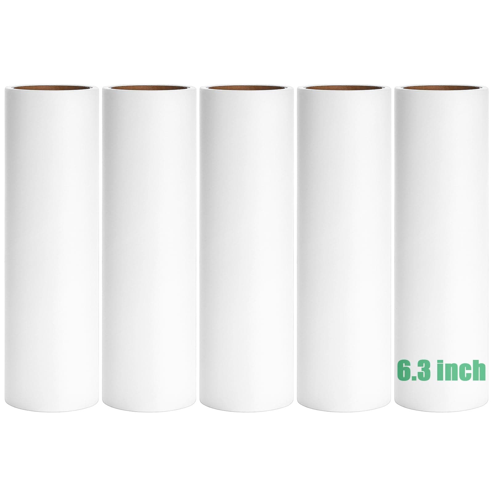 6.3 inch Lint Roller Refills Only, Extra Sticky Lint Remover Refills for Pet Hair Sticky Roller Refill Adhesive Tape Easy Peel 60 Sheets per Roll, Pack of 5, Total 300 Sheets (6.3'' Wide)