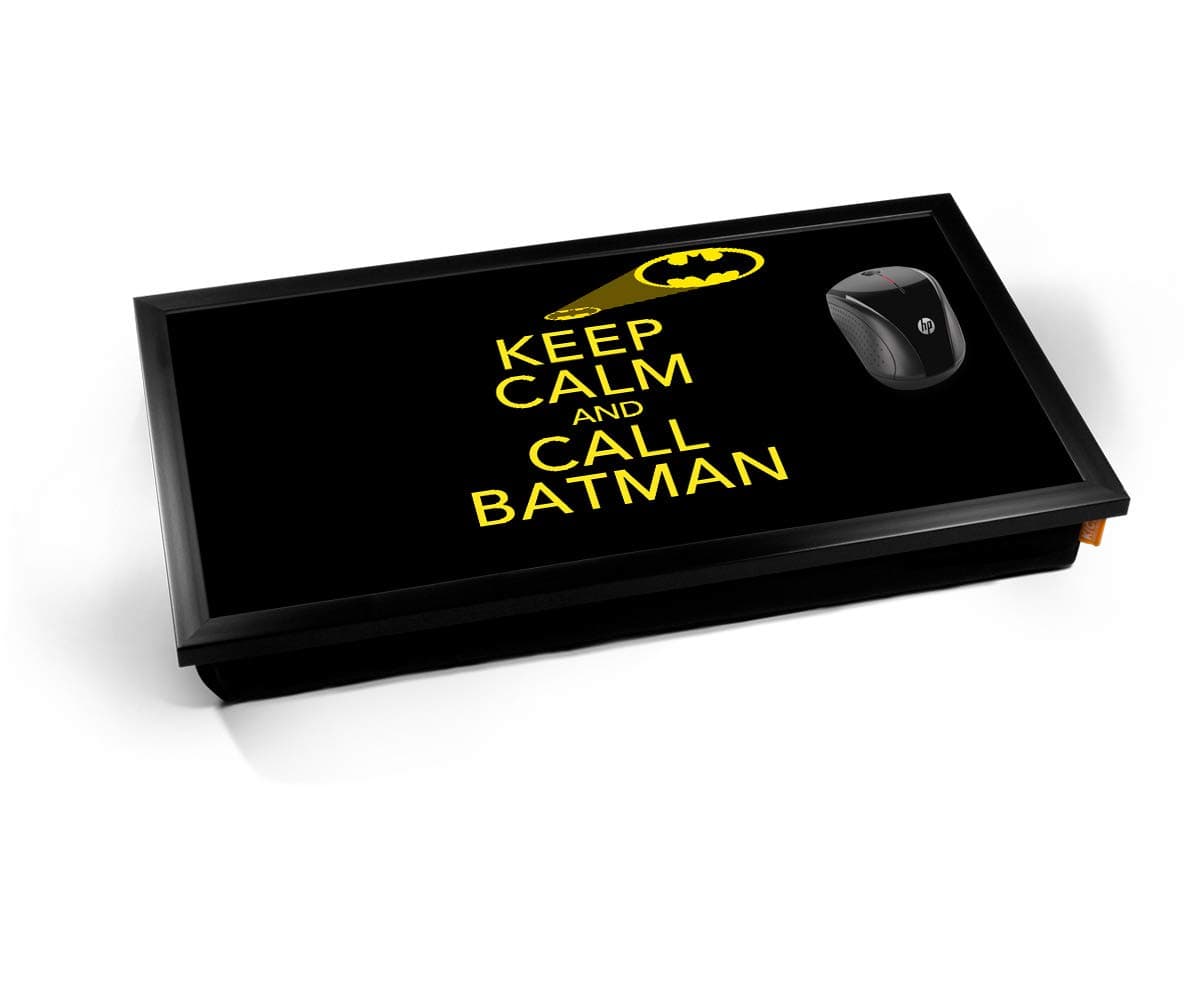 Keep Calm and Call Batman Cushioned Bean Bag Extra Wide Large Laptop Lap Tray Desk - Black Frame