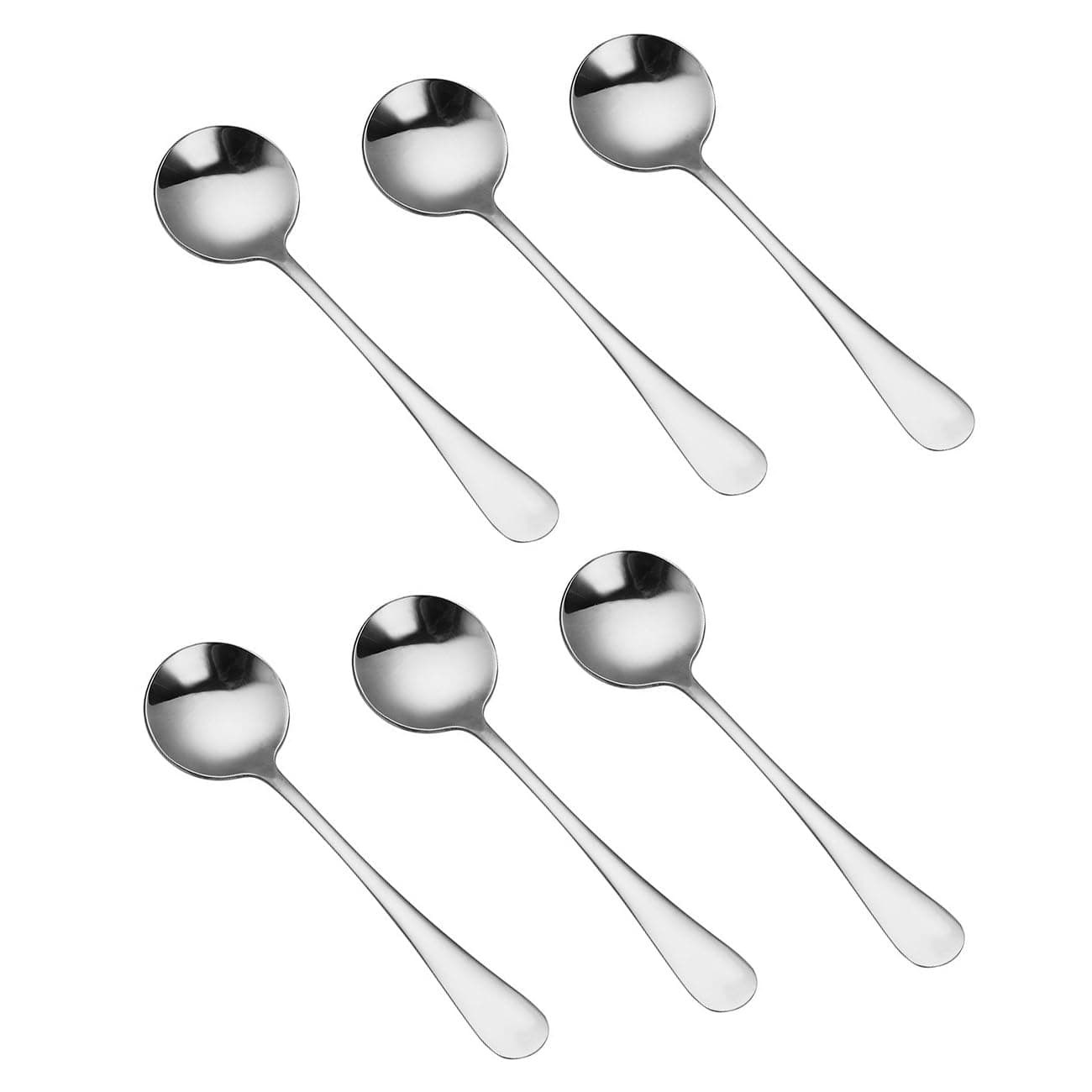 HornTide 6-Piece Soup Spoon Set Bouillon Spoon Flatware Stainless Steel Mirror Polishing 6.5-Inch 16.6cm, Ideal for Home, Kitchen and Restaurant