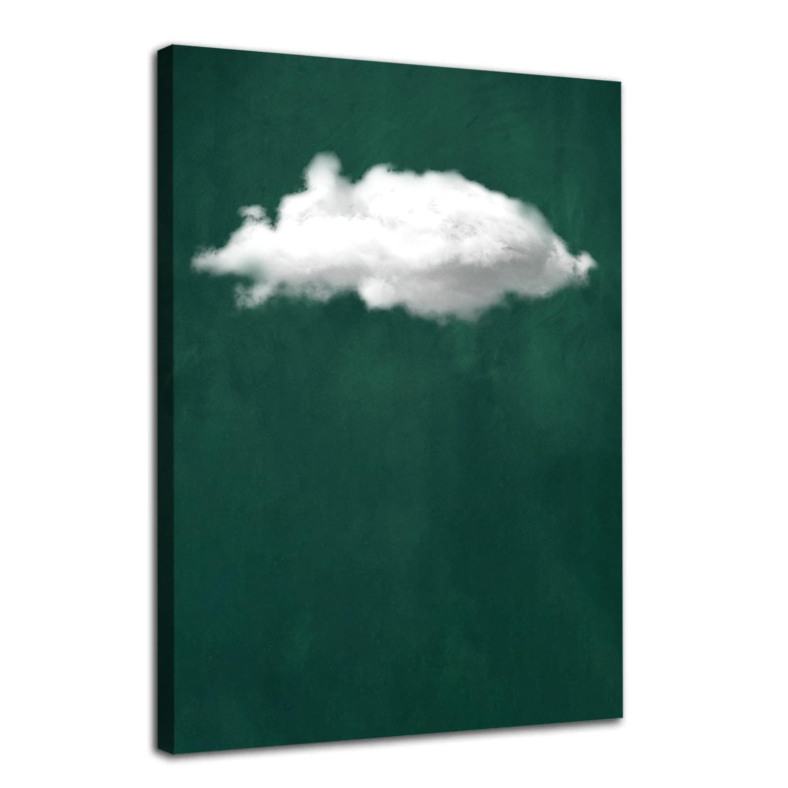 Abstract Cloud Canvas Wall Art Abstract Dark Green White Clouds Canvas Large Green Paintings for Living Room Turquoise Abstract Picture Clouds Artwork Emerald Green Pictures Poster 16x24inch No Frame