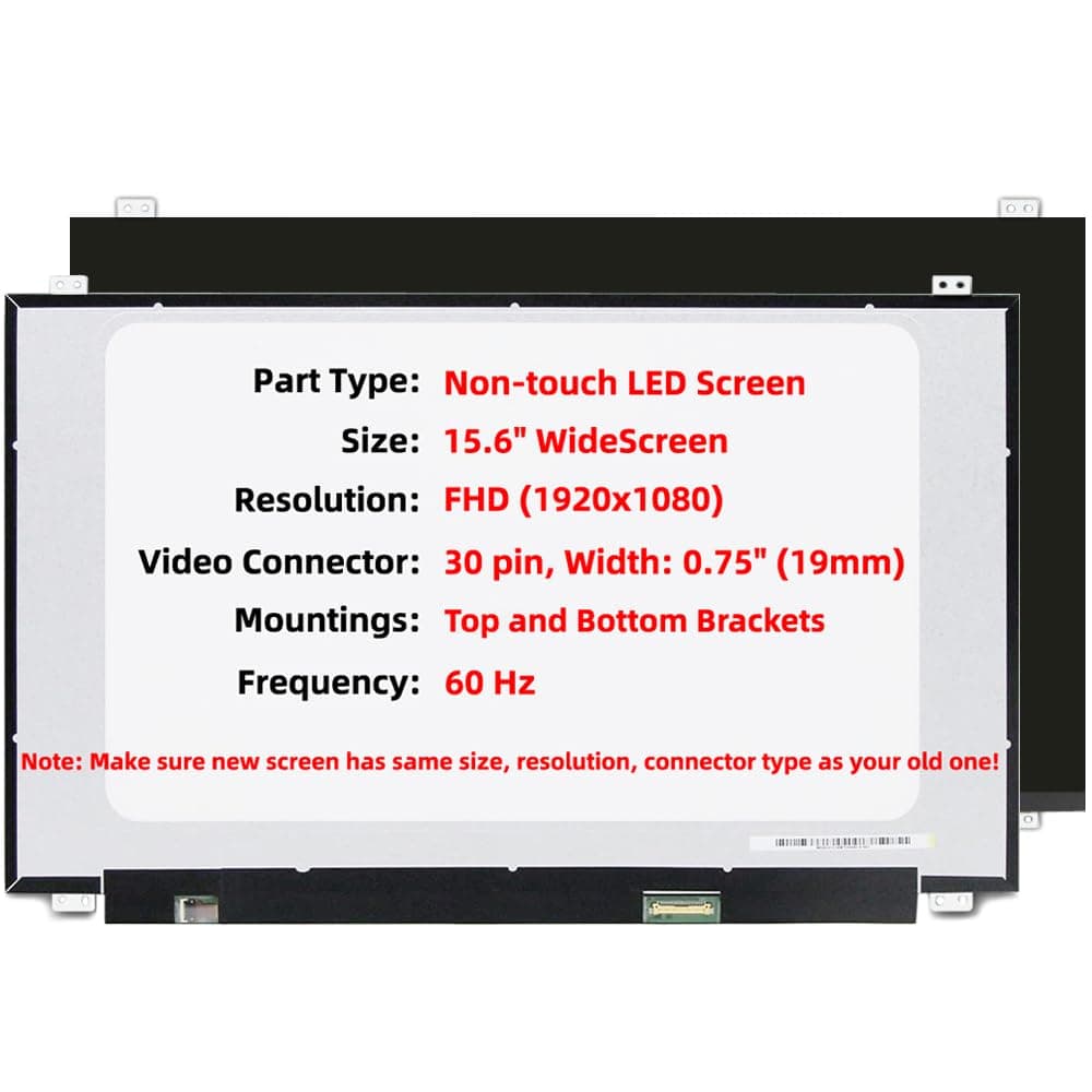 AIVIBRANT 15.6'' Non-Touch 30Pin Replacement Screen Compatible with B156HAN01.1 -HW:0B/1A/3A/5A, B156HAN06.0 -HW0A/2A/1A, B156HAN06.3-0A/0B/4A/NA, FHD 1920x1080, IPS, w/Bracket Display Panel