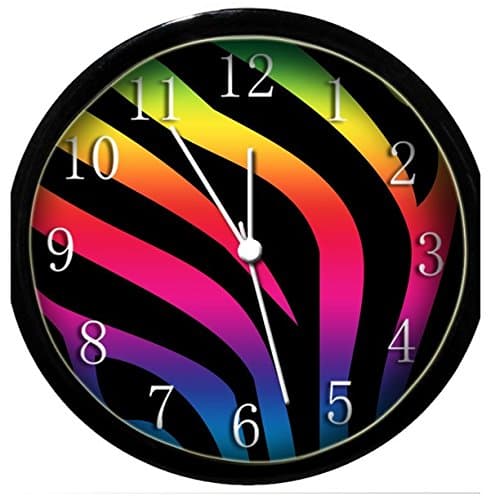 Glow in the Dark Wall Clock - Rainbow Zebra Print