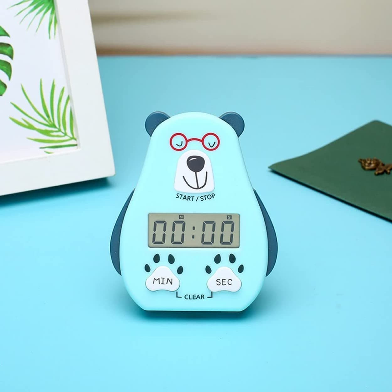 Cute Cartoon Digital Electronic Kitchen Timer & Stopwatch with LCD Display and Retractable Stand, Timing Alarm Clock for Cooking | Baking | Kids Study Yoga Shower Bathroom (Sky Blue)