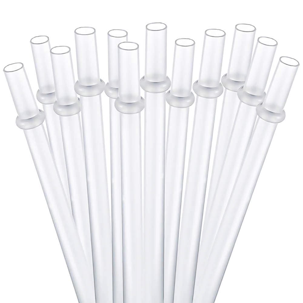 Dakoufish 12 Piece 9 Inch Reusable Plastic Thick Drinking Straws BPA Free Mason Jar Straws Plain Color (9inch,White)