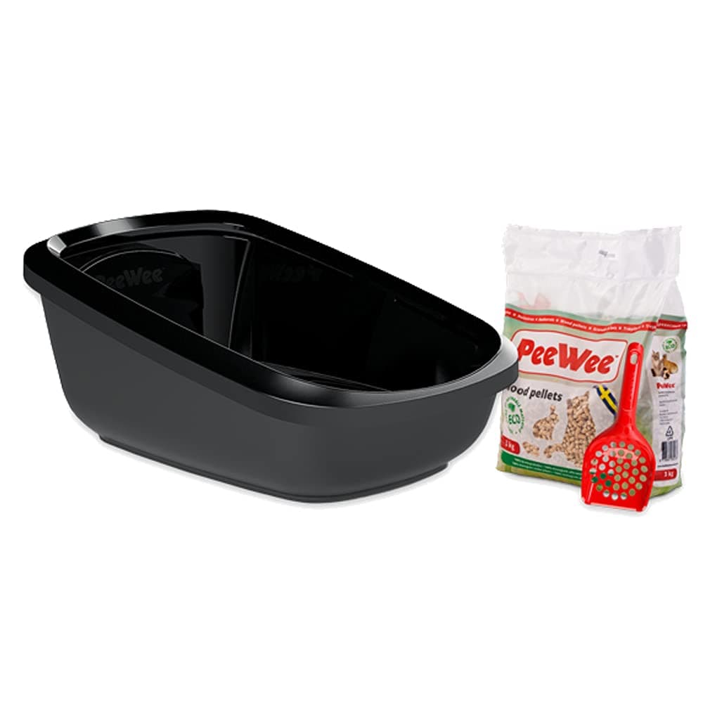 PeeWee EcoGranda Litter Tray - Starter Pack - Black/Black