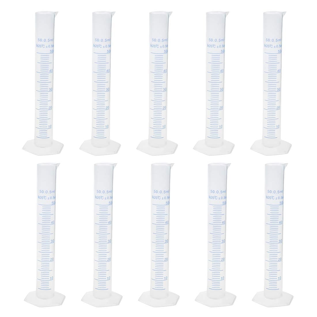 Geesatis 10 Pcs Plastic Measuring Cylinders 50 ml