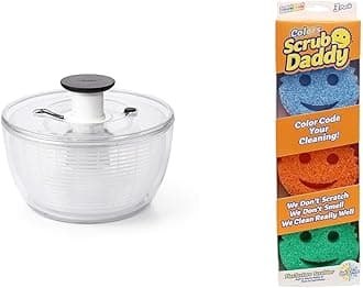 OXOGood Grips Salad Spinner & Scrub Daddy Colors, Sponge Scrubber Multipack, Dish Sponges for Washing Up