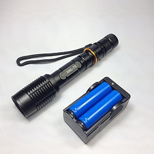 Super Bright NEW Waterproof 3000lumen CREE XML T6 LED Flashlight Torch Tactical 5 Mode Zoomable Flashlight Use 2x18650 (black)