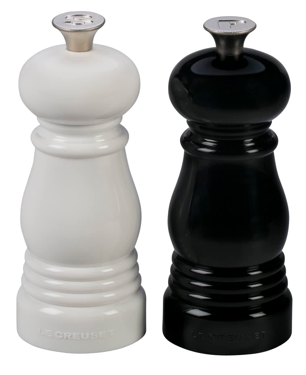 Petite Salt and Pepper Mill Set, 5" x 2" each, Black & White