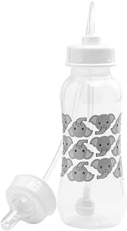 Hands-Free Baby Bottle - Anti-Colic Nursing System 9 oz Baby Bottle with Fast Flow Nipple/Teat 3m+ with Tube Straw Feeding System for Toddler (1 Bottle - Elephant)