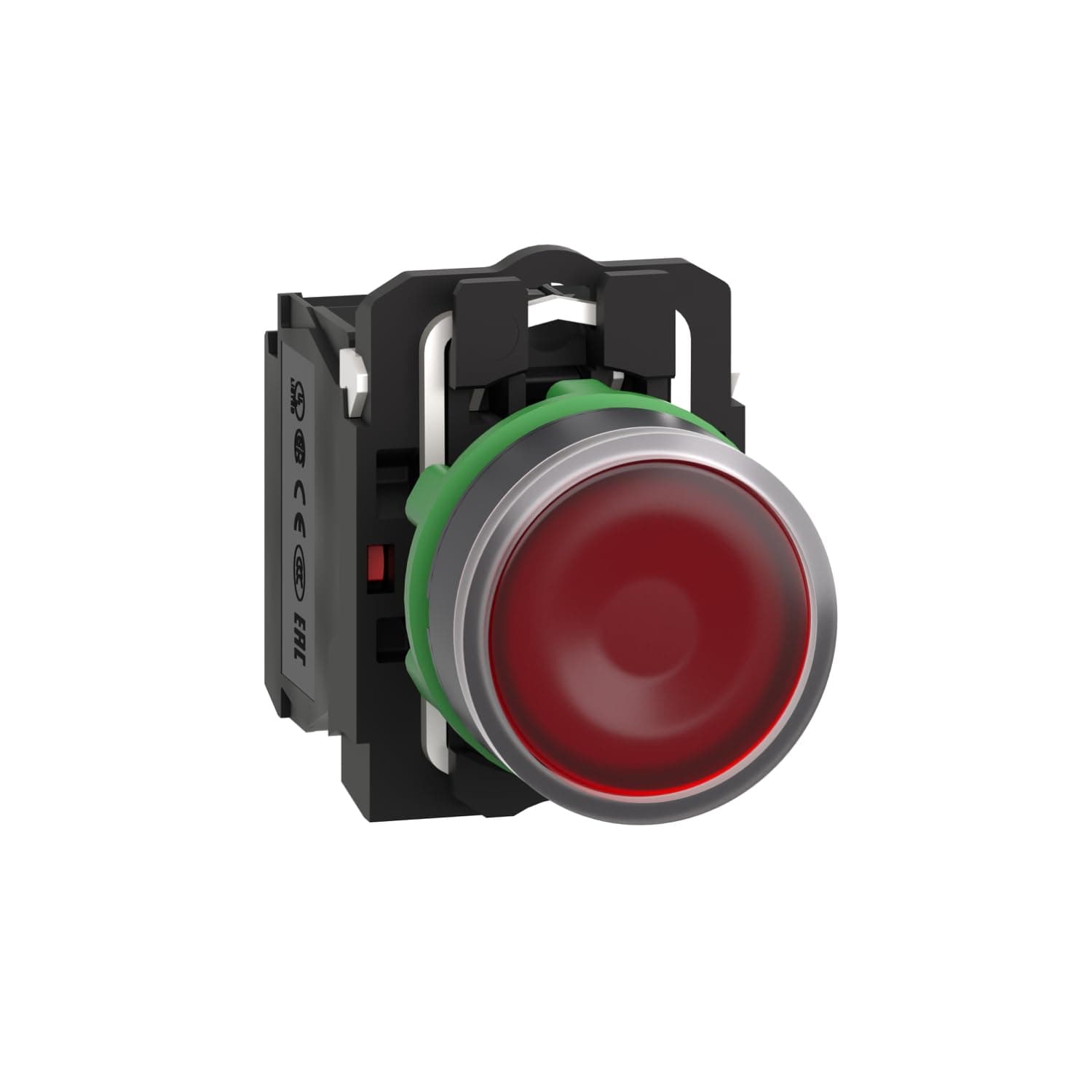 Harmony XB5 - Illuminated Push Button Switch, Plastic, Spring Return, 1NO + 1NC, 24 V AC/DC, 22 mm Mount, Flush Operator Profile, XB5AW34B5, Red