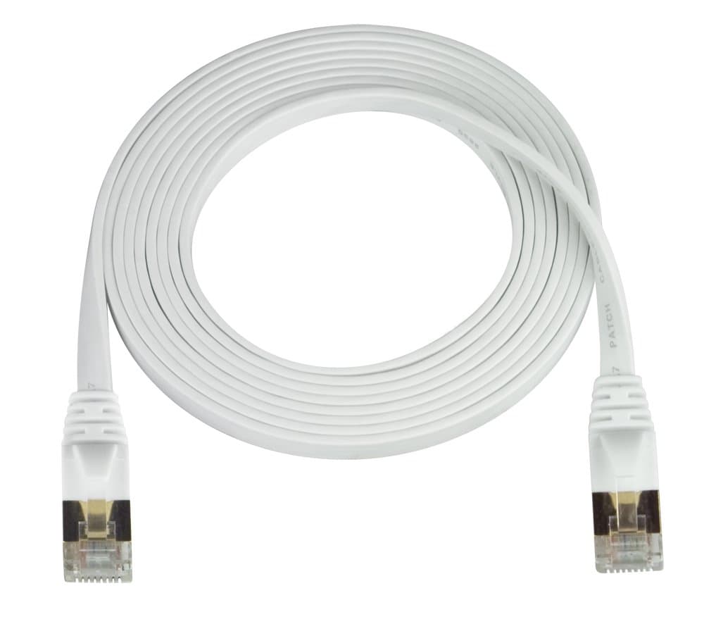 Super Flat CAT7 Ethernet Cable, White, 50 Feet, 0.08" Thick