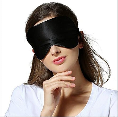 Ceavis Pure Natural Silk Sleep Mask Eye Mask Blindfold With Soft Light Blocking Comfortable and Adjustable Strap for Sleeping Travel Night Eye Mask Best Sleep for Women Men Teens (Black, Adult)