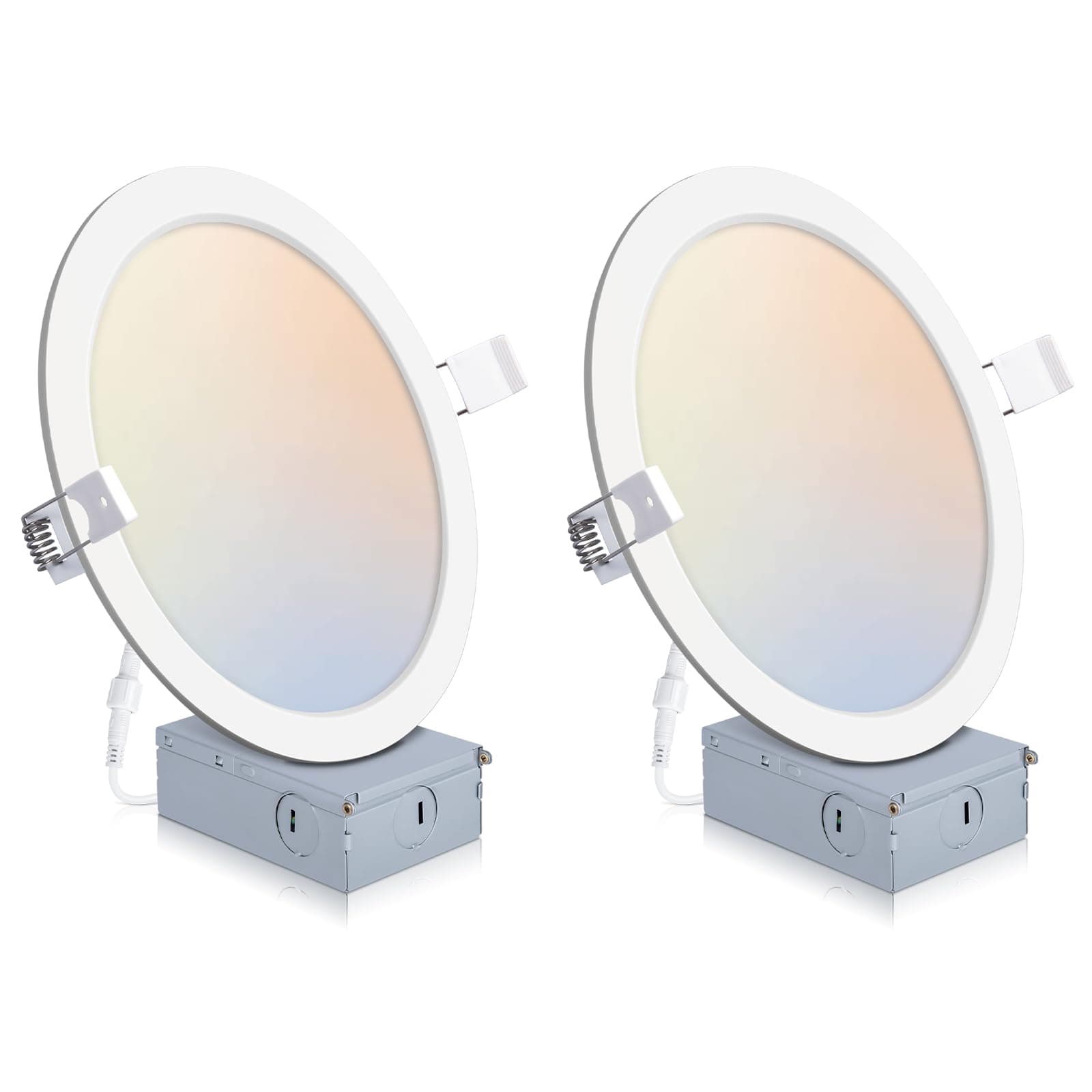 2 Pack Recessed Lighting 8 Inch with Junction Box, 5CCT 8 Inch LED Recessed Lights Dimmable 2700K/3000K/4000K/5000K/6000K, 18W 1400lm Ultra Thin Recessed Lighting - ETL and Energy Star Certified
