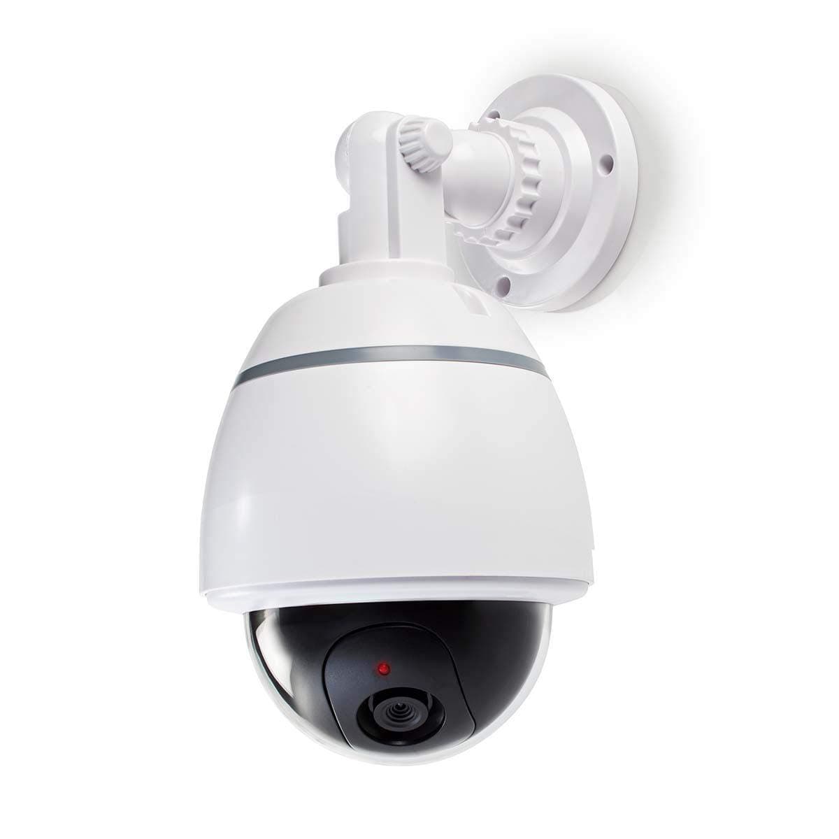 NEDIS Dummy Home Security CCTV Camera with Flashing LED, IP44 Waterproof Dome Design, for Indoor & Outdoor Use - White
