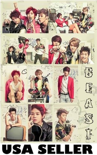 B2ST Beast vertical collage POSTER 23.5 x 34 with 10 B2$T picks Korean Kpop boy band (sent FROM USA in PVC pipe)