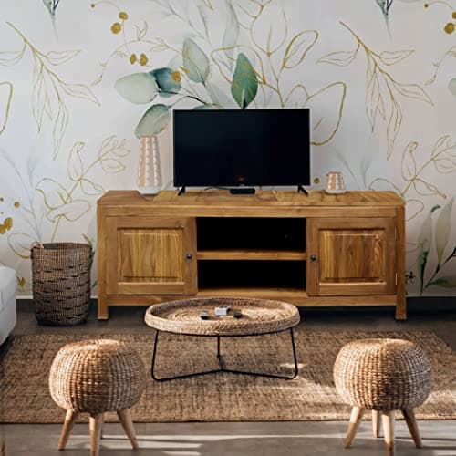 Waxed Teak Santa Barbara Media Center, Made from Solid A-Grade Teak Wood