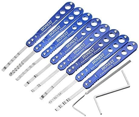 8pcs Safe Lock Quick Opening Tool with 2pcs Tension Tools, Wavy Single Pick Hook for Strongbox Lock