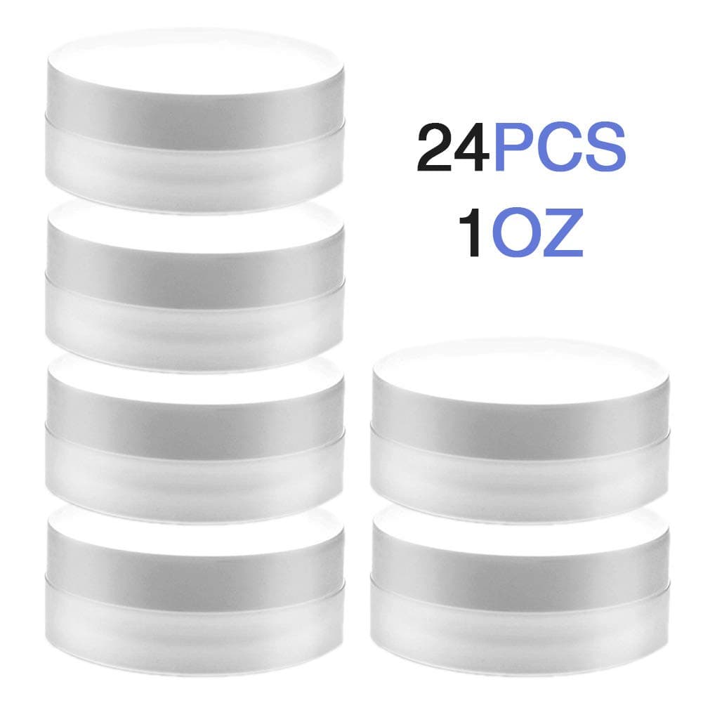 24 Pcs 30G/ML Round Clear Jars Empty Plastic Cosmetic Jars Containers Clear Storage Pots with Lids Portable Travel Bottle Pot Jars for Beauty Products,Travel Sample,DIY Slime Making or Others