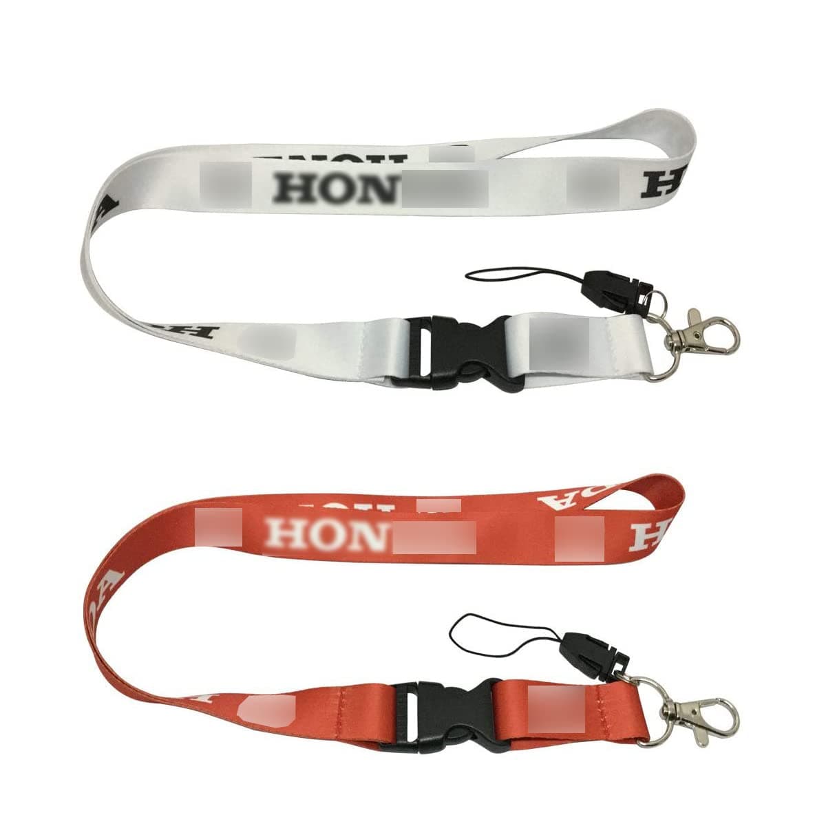 2pcs Silk Lanyard Keyring Keychain Quick Release Clasp Car SUV Motorcycle ATV House Keys ID Badges Accessories for Hon## (Red White)