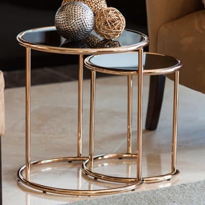 Bardette 2 Piece Nesting Table, Black tempered glass top for added durability and safety