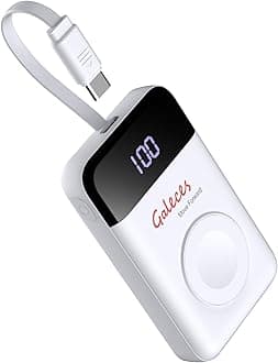 Mini Portable Charger for iPhone, Apple Watch Series, 3000mAh Wireless Magnetic Charger USB C Cable in&Out Fast Charging Travel Power Bank for iPhone iWatch, Samsung(White)