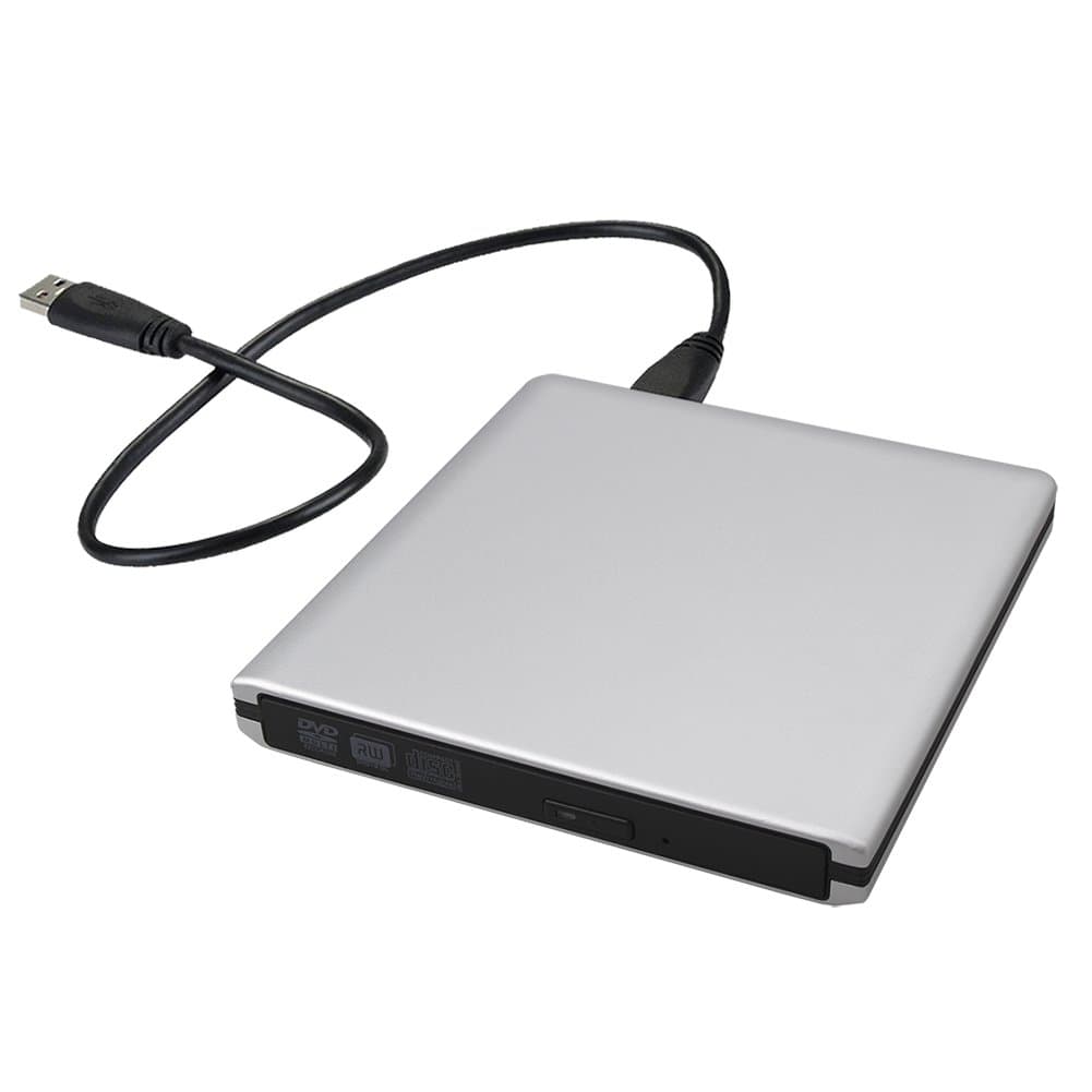 DLPIN External CD Drive USB 3.0 Ultra Portable External CD DVD Drive DVD CD RW DVD ROM Drive Writer Burner for High Speed Data Transfer Laptops Desktops (Silver)